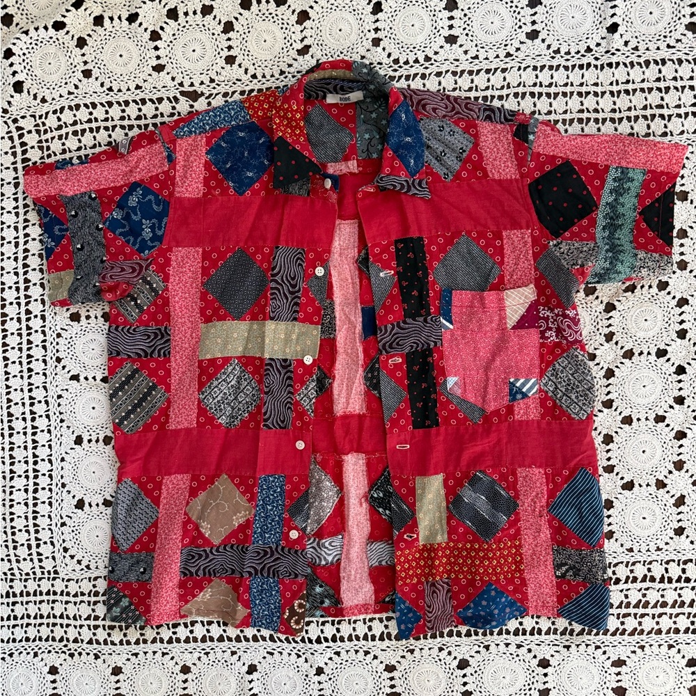 BODE Early Collection Patchwork Quilt Camp Shirt Men’s Size Small Made in USA